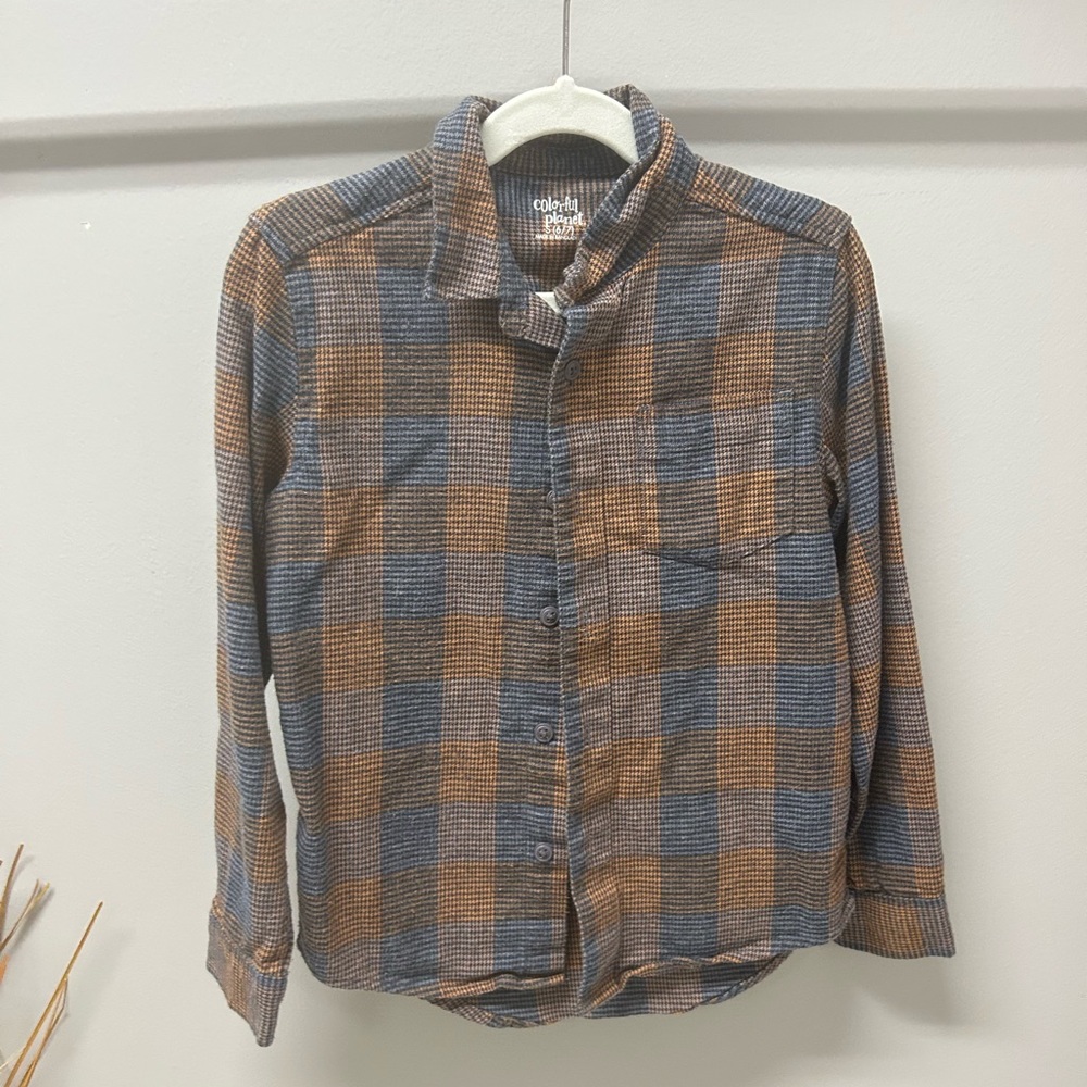 Children's Plaid Button-Down Shirt - Blue and Brown